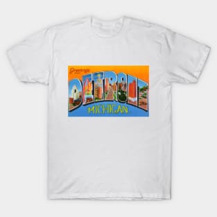 Greetings from Detroit, Michigan - Vintage Large Letter Postcard T-Shirt